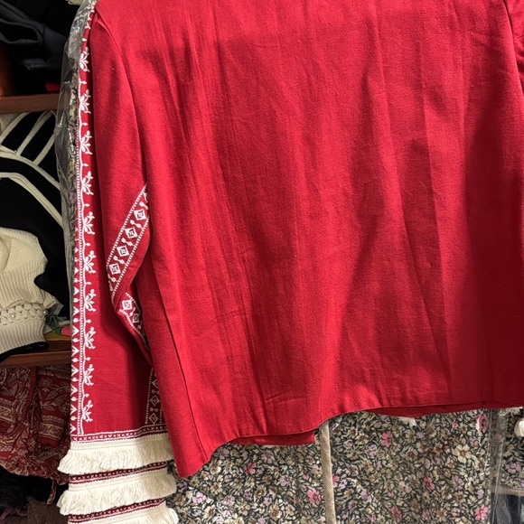 Julia Amory Red Jacket with White Embroidery - Picture 10 of 13